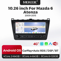 Radio FM multimédia Navifly, navigation GPS, 8 cœurs, 6+128 Go, 4G, LED, WIFI, BT, Car-Play Auto, Car-Play Auto pour Mazda 6 Atenza 2009-2015