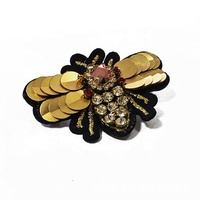 Patch Appliqué Brodé Fait Main en Strass et Paillettes Motif Abeille pour Vêtements, Accessoires DIY et Pinces à Cheveux