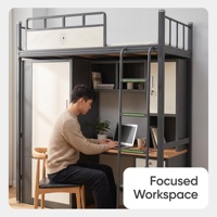 Combinaison lit-bureau avec cadre en métal épaissi, dotée d'une armoire, d'un meuble de rangement et d'une étagère