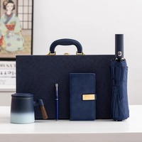 Coffret Cadeau d'Affaires de Luxe avec Logo Personnalisé pour Fête Annuelle – Mug à Thé Tendance, Parapluie et Carnet en PU dans une Boîte Cadeau Élégante
