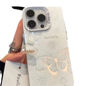 Coque de téléphone en relief stéréo avec motif papillon varié IMD couleur argent pour iPhone 13 14 15 16 17Promax, dessin animé, anti-chute - Product Image 5