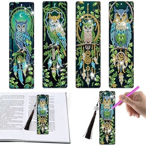 5D Bright Special Animal Printed Bookmark Kits Diamond <b>Painting</b> with Tassel Pendant - Product Image 1