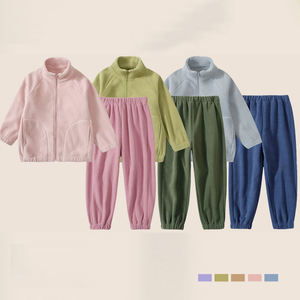 Set di Abbigliamento Invernale in <span class=keywords><strong>Pile</strong></span> per Bambini Unisex Giacca e <span class=keywords><strong>Pantaloni</strong></span> Caldi Imbottiti 2 Pezzi Tinta Unita con Cerniera per Esterno per Ragazzi e Ragazze - Product Image 4