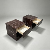 Table d'appoint en travertin naturel avec tiroir, table d'appoint de luxe en pierre naturelle massif pour salon, chambre, villa, meubles de maison