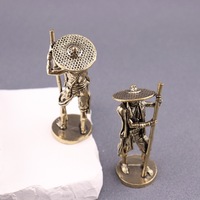 Nouveau 1 pièce Figurine de pêcheur en laiton et cuivre, style rétro classique, objet décoratif de bureau en bronze, artisanat et ornements