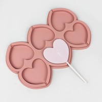 Moule en silicone alimentaire écologique pour gâteaux, 6 cavités en forme de cœur, pour sucettes et chocolats, emballage en sachet OPP