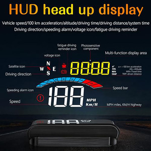 Kính chắn gió <span class=keywords><strong>HUD</strong></span> <span class=keywords><strong>OBD2</strong></span> Speedometer LCD hiển thị với tốc độ hiển thị rpm điện áp nước Temp lái xe khoảng cách & cảnh báo quá tốc độ - Product Image 5