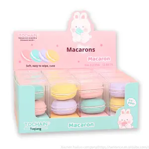 Penghapus tinta warna permen berbentuk Macaron kreatif untuk siswa sekolah dasar menghapus bersih dengan jejak kurang penghapus karet remah - Product Image 3