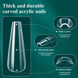 160 capsules d'ongles artificiels en ABS souple, forme cercueil, à couverture complète, pour extension de manucure en salon - Product Image 2