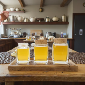 El mejor <span class=keywords><strong>precio</strong></span> al por mayor 100mL 180ml 280ml 380Ml tarro <span class=keywords><strong>de</strong></span> vidrio transparente cuadrado botella <span class=keywords><strong>de</strong></span> miel bebida con tapón <span class=keywords><strong>de</strong></span> rosca - Product Image 1