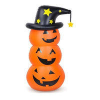 Décoration d'Halloween sans lumière LED, citrouille gonflable en PVC avec chapeau