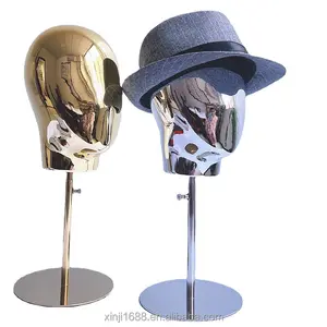 New Gold Silver Metal Heads Mannequin for Hat Wig Display with Stand Beautiful Mannequins Head Hat Holder Window Display Props