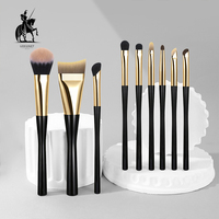 Vente flash : ensemble de 9 pinceaux de maquillage cosmétiques à poils synthétiques avec manche noir et logo personnalisé