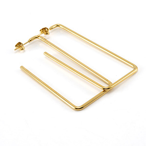Zogxin Geometric Square Stud Earrings Gold 22x44mm 23x60mm Fashion Dangle Jewelry - Product Image 4
