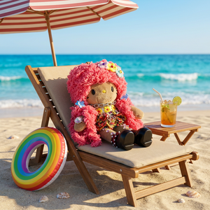 Llavero de peluche KT Sisters de Vacaciones Hawaianas, Colgante para coche, Muñeca con peluca y ropa, Colgante de gato <span class=keywords><strong>Hello</strong></span> <span class=keywords><strong>Kitty</strong></span>, Llavero de gatito de patas largas - Product Image 1