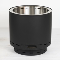 Brasero sans fumée Kingjoy à double couche, en acier inoxydable thermolaqué, pour bois de chauffage et barbecue, facile à nettoyer, noir, flamme à télécommande