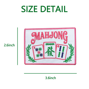 Parche Bordado de Mahjong para Regalo de Jugador, Estilo Rosa, <span class=keywords><strong>Aplique</strong></span> de Noche de Mahjong, Insignia de Ficha de Dragón para Sombreros, Bolsos y Accesorios de Mujer - Product Image 2