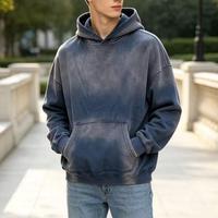 Sweat à capuche épais en molleton bouclette français, délavé à l'acide, vintage, rose délavé par le soleil, coupe courte, imprimé intégral, effet usé, vente en gros, très demandé