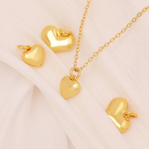 Ciondolo a Cuore in Ottone Massiccio di Ottima Qualità, Placcato in Oro 18K, Charm per Collana d'Amore per Coppie, per Creazione di Gioielli - Product Image 2