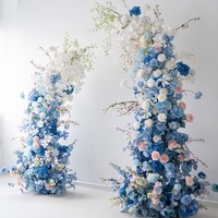 NINI Nouvelle Décoration Florale d'Arche de Mariage Bleue Ajustable en Soie Faite à la Main de Haute Qualité, Couleur Personnalisable, Centre de Table