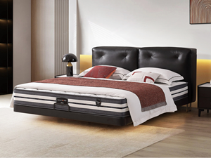 Lit double 1,8 m de style minimaliste, lit flottant en cuir <span class=keywords><strong>Dilan</strong></span>, dossier rembourré en duvet doux, éclairage, fenêtre flottante - Product Image 1