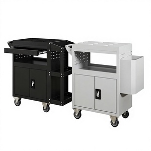 Carrito de Herramientas Móvil para Reparación de Automóviles, Gabinete de Reparación de Piezas de Hierro Multifuncional con Colgador Lateral, Color Azul - Product Image 1