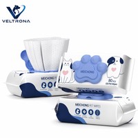 MEICHONG EDI Hondendoekjes 80 Stuks Premium Non-Woven Zachte Natuurlijke Doekjes met Pootprint Deksel voor Katten en Honden