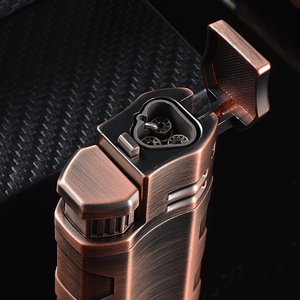 Encendedor de Metal rellenable de aleación de Zinc, accesorios de cigarrillos con logotipo personalizado, a prueba de viento, tres llamas de chorro rectas - Product Image 4