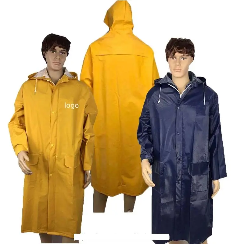 Fabriek Fabrikant Prijs Outdoor Werk Waterdichte Regenjas Zware Pvc Polyester Regenjas Voor Mannen