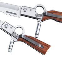 Hochhartes Selbstverteidigungs-Klappmesser mit LED-Licht, Multifunktions-Outdoor-Campingmesser mit Holzgriff, OEM-Unterstützung
