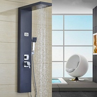 Panel de Ducha de Acero Inoxidable Moderno con Acabado Níquel Cepillado, Montado en la Pared, con Rociador de Lluvia y Jets de Masaje, Personalizable