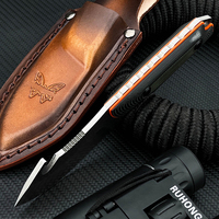 Couteau de survie multifonctionnel BM-15018 pour activités de plein air, outil EDC, lame fixe 8Cr13MoV, manche G10, OEM