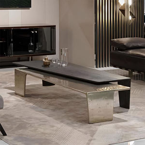 <span class=keywords><strong>Mesa</strong></span> central moderna de acero inoxidable martillado Alto y Bajo vintage, diseño de sala de estar con material metálico - Product Image 5