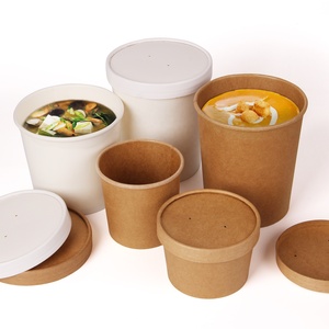 Bols à <span class=keywords><strong>soupe</strong></span> chaude à <span class=keywords><strong>emporter</strong></span>, jetables, imprimés personnalisés, tasse à <span class=keywords><strong>soupe</strong></span> en papier kraft avec couvercle en papier - Product Image 4