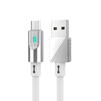 Kabel USB Pengisian Cepat 120W, Paduan Seng Silikon USB-A ke Type-C/Micro/8-Pin dengan Indikator LED dan Pelindung Kepang