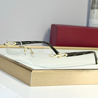 Lunettes de vue de luxe sans monture à coupe diamant, style aviateur, forme carrée irrégulière, pour lecture sur ordinateur, de créateur, pour affaires