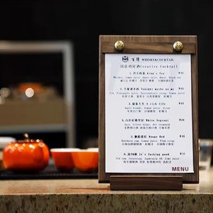 Solid Walnut Wood Standing Menu Holder Durable and Elegant Wooden Menu <b>Board</b> for Restaurant Wine Drinks and Food Menus Display - Product Image 3