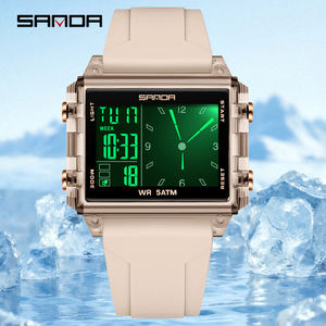 Reloj Digital de Moda Unisex SANDA 6273, Diseño de Doble Pantalla, Resistente al Agua para Uso Diario, Correa de Silicona, Reloj de Pulsera Informal - Product Image 6