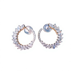 Pendientes de Oro Sólido con Diamantes Cultivados en Laboratorio, Corte Marquesa, Color DEF, Clásicos para Mujer, Uso Diario, Boda, Compromiso, Moda - Product Image 3