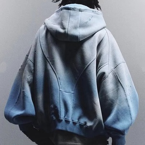 Sweat à capuche homme tendance, design haut de gamme, délavé à l'acide, 100% coton, avec poche, respirant, décontracté, hiver, couleur unie, 360g, prix de gros, meilleur prix - Product Image 2
