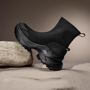 Botines de Punto Elástico para Mujer, Botines de Moda Casual con <span class=keywords><strong>Plataforma</strong></span> de PU Gruesa Antideslizante de 7 cm, Botines Cálidos y Cómodos - Product Image 3