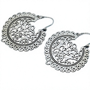 S925 New Design <b>Silver</b> Plated Bohemian <b>Earring</b> <b>for</b> Girl <b>Women</b> Handmade Brass <b>Hoop</b> <b>Earring</b> - Product Image 1