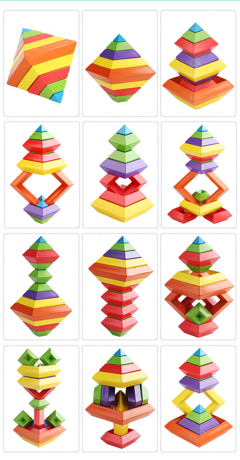 New Design Pyramid Building Blocks Creative Tower Cube Children Educational Toy For Kids
