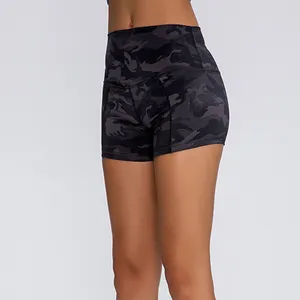 2024 nuevo verano logotipo personalizado caliente Sexy alta cintura Yoga pantalones cortos para mujeres Fitness entrenamiento gimnasio pantalones ropa atlética