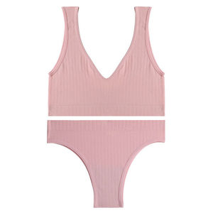 <span class=keywords><strong>Bralette</strong></span> sin costuras con escote en V profundo 2201 <span class=keywords><strong>para</strong></span> mujer, conjunto de bragas cortas suaves de algodón inalámbrico con logotipo Sexy en la cintura <span class=keywords><strong>para</strong></span> chicas <span class=keywords><strong>adolescentes</strong></span> - Product Image 4