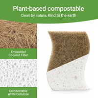 BONTAVE 12-PAK S-vormige milieuvriendelijke krasvrije kokosnootsponsjes van cellulose, natuurlijke keukensponzen