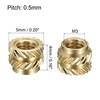 Knurled mur sisipan M3 3D mur kuningan cetakan wanita sisipan berulir Set panas kuningan mur Embedment