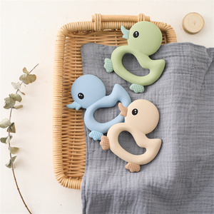 Anneau de dentition pour bébé en silicone en forme de canard personnalisé, anneau de dentition pour bébé en forme d'animal, sans BPA, pendentif personnalisé, jouet souple en silicone - Product Image 2