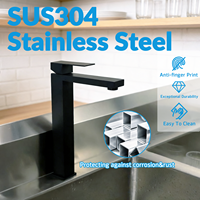 Robinet de cuisine moderne monocommande en acier inoxydable brossé pour lavabo, eau chaude et froide, rotation à 360 degrés
