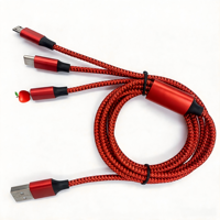 Cable de Carga Togudu T-250 3 en 1, Tipo-C USB 2.0, Cobre Puro, Trenzado de Nailon, para Teléfono Móvil iPhone y Android